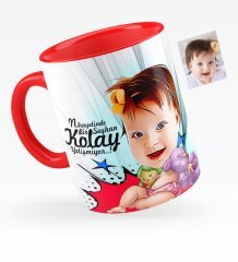 Kişiye Özel Bebek Karikatürlü Kırmızı Kupa Bardak - 1