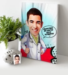 Kişiye Özel Bay Doktor Karikatür Kanvas Tablo (30 x 50 cm.) 1