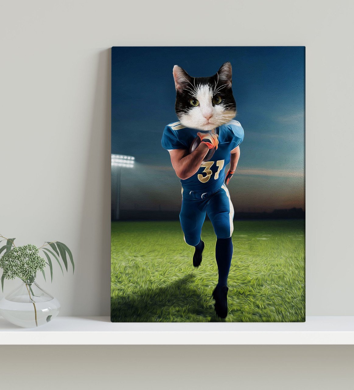 Evcil Dostlara Özel Amerikan Futbolcusu Tasarımlı Portre Kanvas Tablo 30x50cm-5
