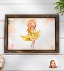 Kişiye Özel Marilyn Monroe Karikatürlü Doğal Ahşap Tepsi-1
