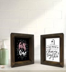Bk Gift Banyo Dekoratif 2'li Doğal Masif Ahşap Çerçeve 15x20cm-10
