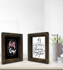 Bk Gift Banyo Dekoratif 2'li Doğal Masif Ahşap Çerçeve 15x20cm-10