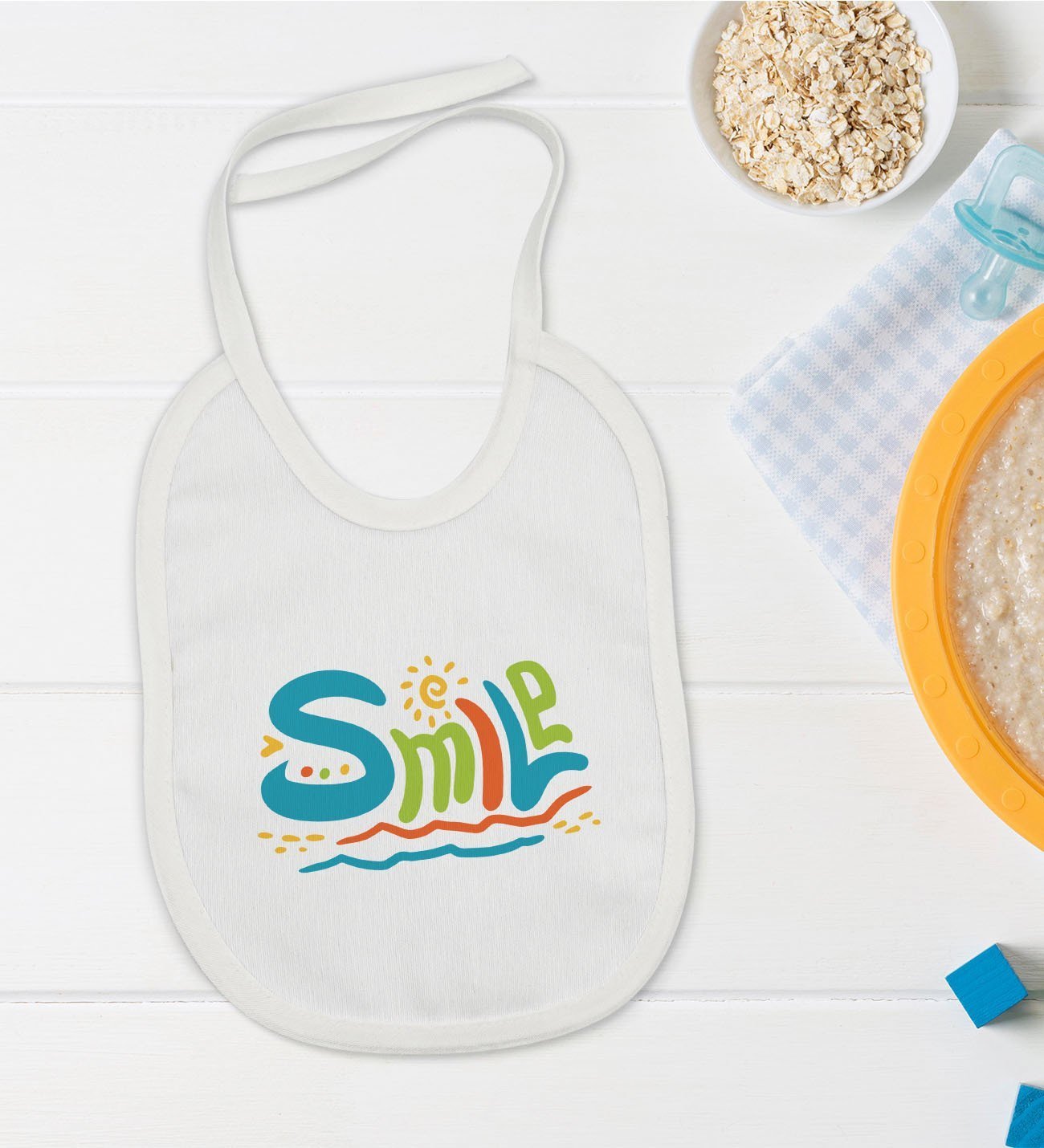 BK Kids Smile Tasarımlı Bebek Mama Önlüğü - Model 1