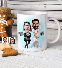 Kişiye Özel Sevgililer Karikatür Beyaz Kupa Bardak - 16