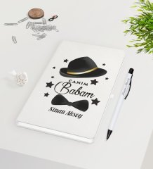 Kişiye Özel Canım Babam Tasarımlı 9x14cm Beyaz Defter ve Kalem Hediye Seti - Model 3