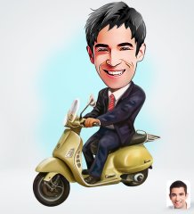 Kişiye Özel Erkek Motorcu Karikatürlü Sosyal Medya Dijital Profil Fotoğrafı - Model 3