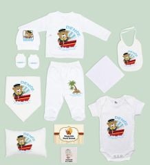 BK Kids Kişiye Özel 11 Parça Beyaz Hastane Çıkışı Body Zıbın Battaniye ve Yastık Hediye Seti-1