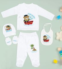 BK Kids Kişiye Özel 11 Parça Beyaz Hastane Çıkışı Body Zıbın Battaniye ve Yastık Hediye Seti-1