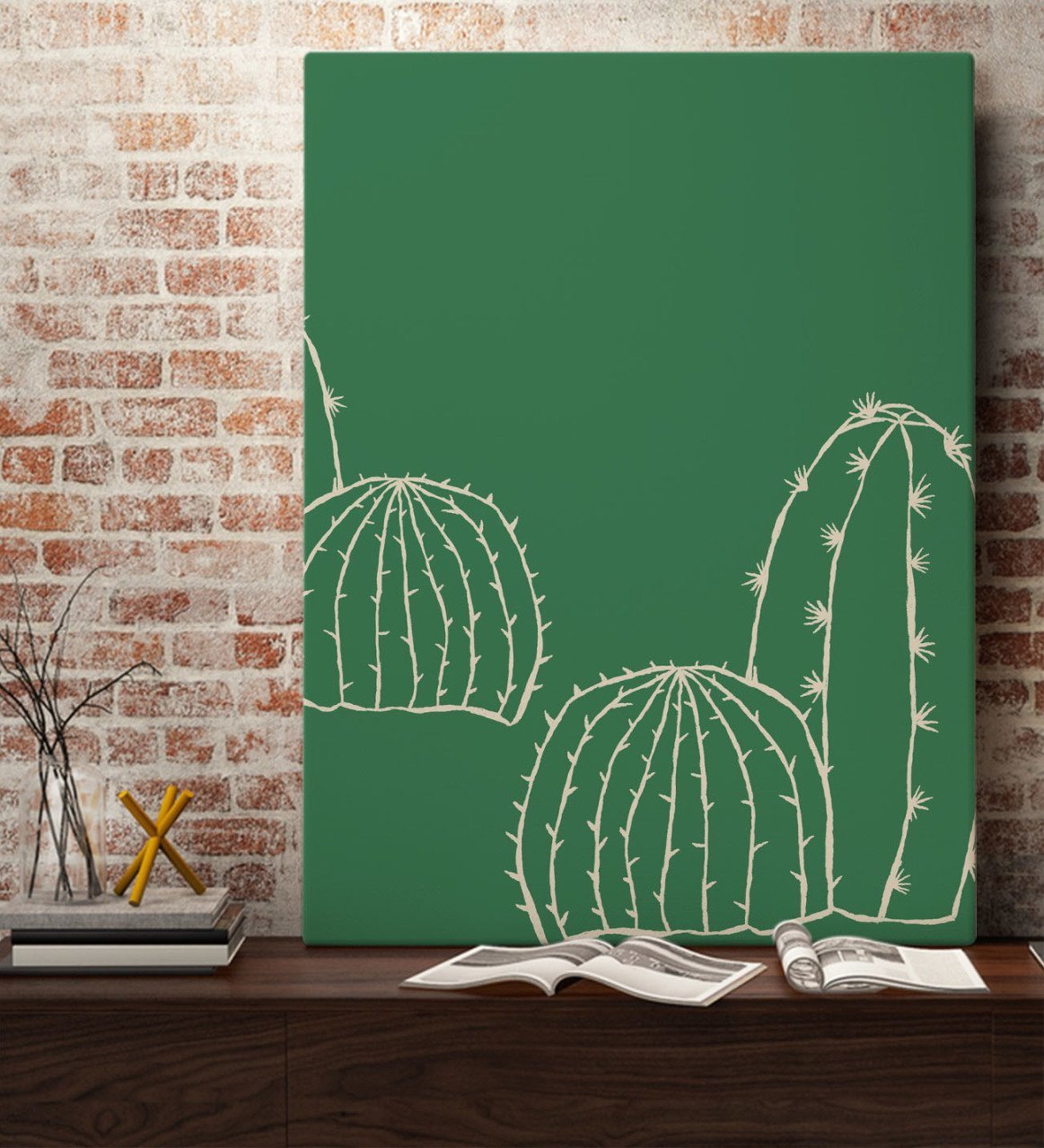 BK Gift Kaktüs Tasarımlı Kanvas Tablo 70x100cm-24