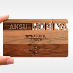 Kişiye Özel Mesleki Mobilya Dekorasyon Ahşap Kartvizit (Model 2-4) 50 ADET