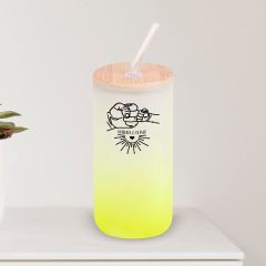 BK Gift İsimli Dad Tasarımlı Sarı Renk Pipetli Buzlu Cam Bardak 600ml - 8, Babaya Hediye, Doğum Günü Hediyesi