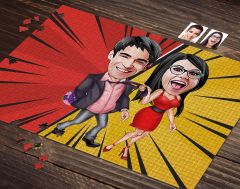 BK Gift Kişiye Özel Sevgililer Karikatürlü 1000 Parça Profesyonel Puzzle-4