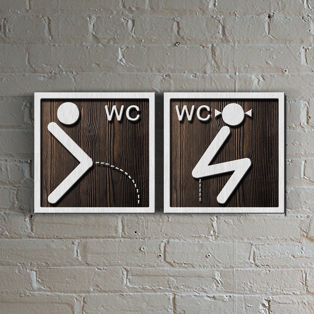 Bay & Bayan WC Ahşap Uyarı Levhası - 4