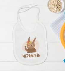 BK Kids Merabayın Tasarımlı Beyaz Bebek Body Zıbın ve Mama Önlüğü Hediye Seti-1