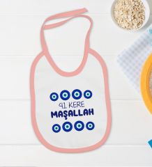 BK Kids Maşallah Tasarımlı Pembe Bebek Body Zıbın ve Mama Önlüğü Hediye Seti-2