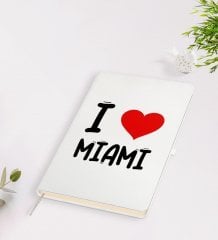 BK Gift I Love Miami Tasarımlı Beyaz Defter - Model 1