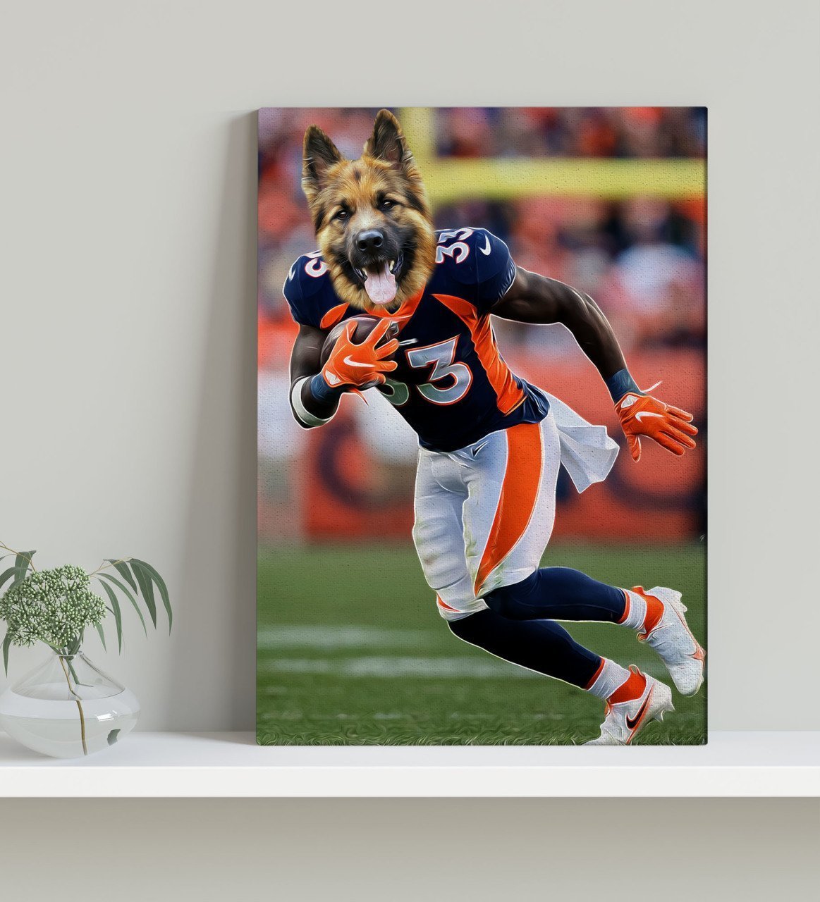 Evcil Dostlara Özel Amerikan Futbolcusu Tasarımlı Portre Kanvas Tablo 30x50cm-4