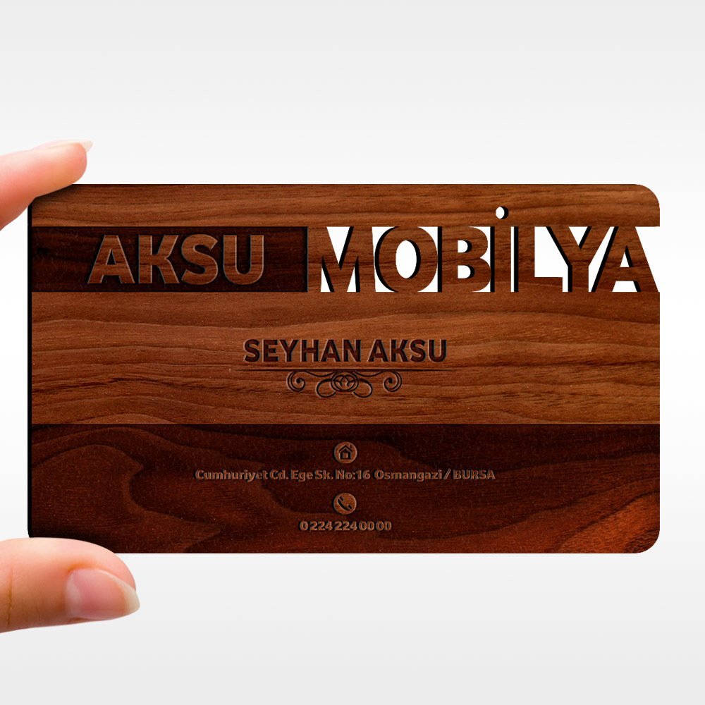 Kişiye Özel Mesleki Mobilya Dekorasyon Ahşap Kartvizit (Model 2-3) 50 ADET