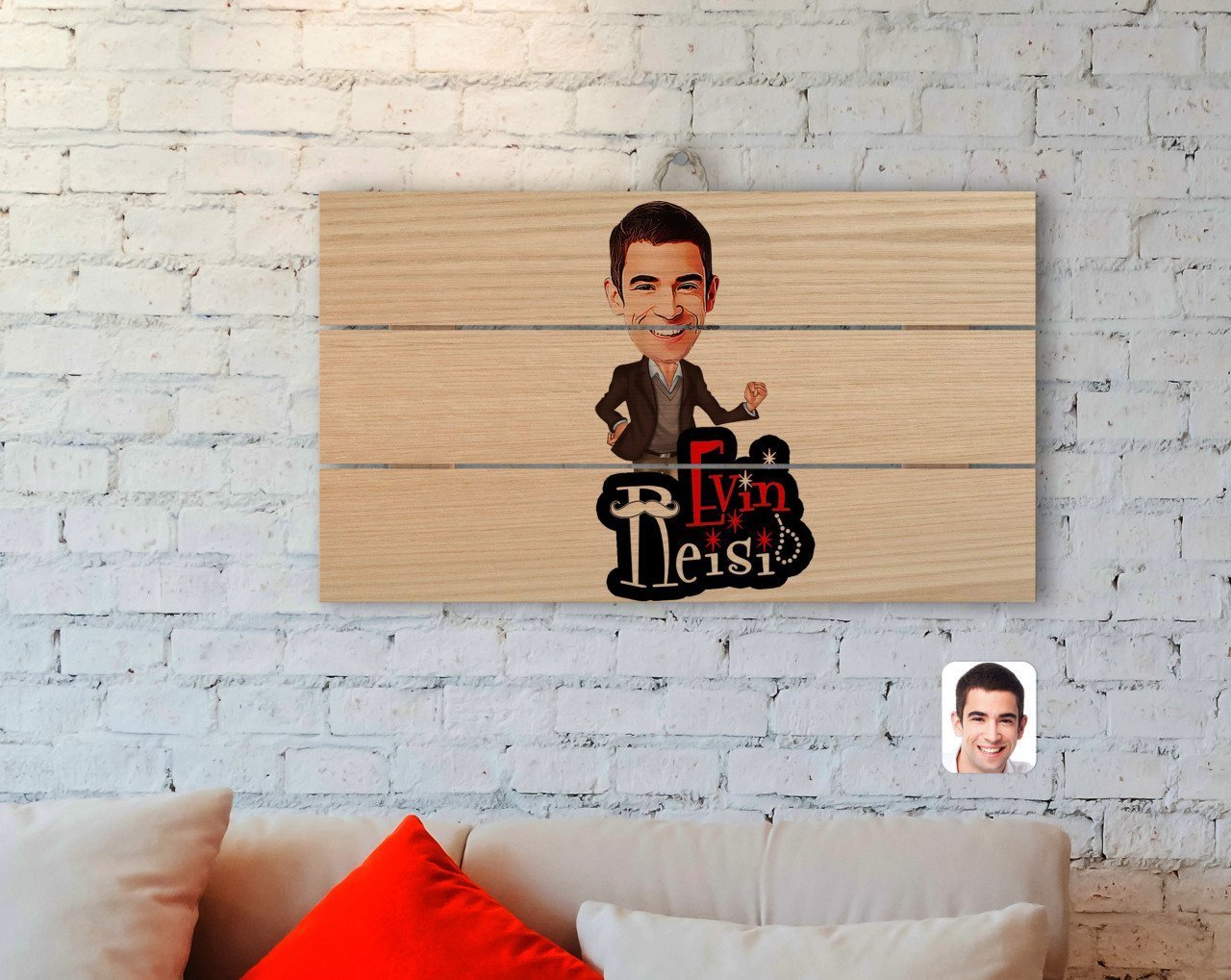 Kişiye Özel Evin Reisi Karikatürlü Otantik Ahşap Palet Tablo-2