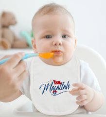 BK Kids Maşallah Tasarımlı Beyaz Bebek Body Zıbın ve Mama Önlüğü Hediye Seti-3