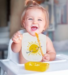 BK Kids Smile More Tasarımlı Bebek Mama Önlüğü - Model 1