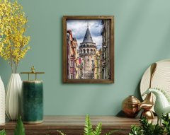 BK Home Galata Kulesi Tasarımlı Doğal Masif Ahşap Çerçeveli Tablo-39
