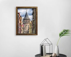 BK Home Galata Kulesi Tasarımlı Doğal Masif Ahşap Çerçeveli Tablo-39