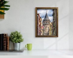 BK Home Galata Kulesi Tasarımlı Doğal Masif Ahşap Çerçeveli Tablo-39