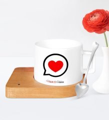 Kişiye Özel Sevgililer Günü Tasarımlı Ahşap Altlıklı Seramik Fincan - 80