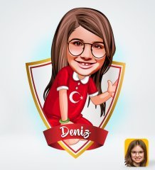 Kişiye Özel İsimli Kız Çocuk Tasarımlı Dijital Karikatür-2