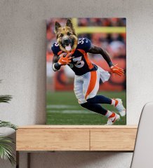 Evcil Dostlara Özel Amerikan Futbolcusu Tasarımlı Portre Kanvas Tablo 50x70cm-4