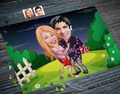 BK Gift Kişiye Özel Sevgililer Karikatürlü 1000 Parça Profesyonel Puzzle-2
