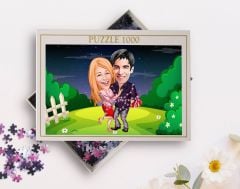 BK Gift Kişiye Özel Sevgililer Karikatürlü 1000 Parça Profesyonel Puzzle-2