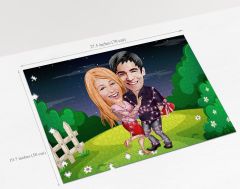 BK Gift Kişiye Özel Sevgililer Karikatürlü 1000 Parça Profesyonel Puzzle-2