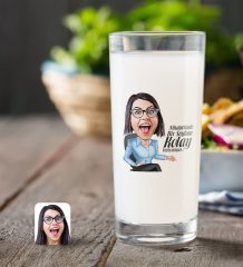 Kişiye Özel Bayan Kolay Yetişmiyor Karikatürlü Rakı Bardağı-2