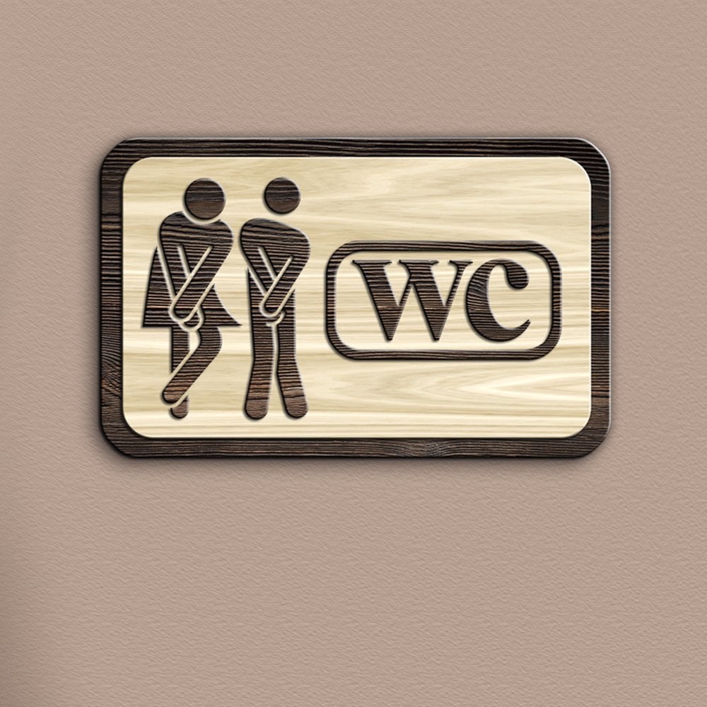 Bay & Bayan WC Ahşap Uyarı Levhası - 1
