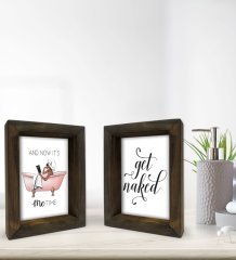 Bk Gift Banyo Dekoratif 2'li Doğal Masif Ahşap Çerçeve 15x20cm-7