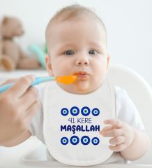BK Kids Maşallah Tasarımlı Beyaz Bebek Body Zıbın ve Mama Önlüğü Hediye Seti-2