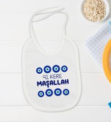 BK Kids Maşallah Tasarımlı Beyaz Bebek Body Zıbın ve Mama Önlüğü Hediye Seti-2