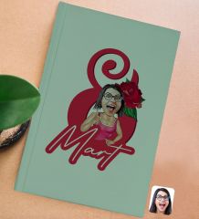 BK Gift 8 Mart Karikatürlü Yeşil Sert Kapaklı Defter ve Middle Kupa Seti, Arkadaşa Hediye, Yeni İş Hediyesi, Doğum Günü Hediyesi-1