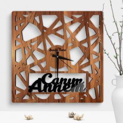 Kişiye Özel Canım Annem Tasarımlı Büyük Ahşap Duvar Saati - Model 1-5