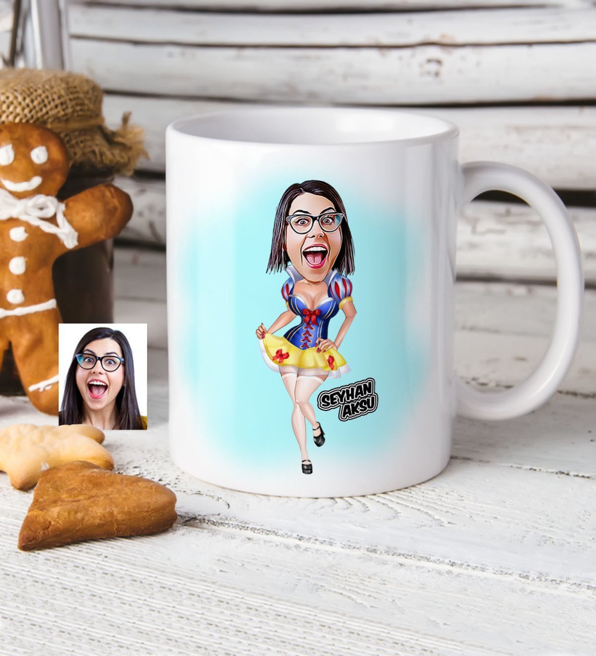 Kişiye Özel Pamuk Prenses Karikatür Beyaz Kupa Bardak