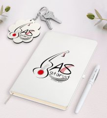 Kişiye Özel Bas Gitarist Beyaz Defter Kalem ve Anahtarlık Hediye Seti-1