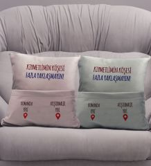 BK Gift Eğlenceli Tasarımlı 2'li Organizer Kumanda ve Atıştırmalık Cepli Pembe&Gri Kırlent Yastık- 5, Ev Dekoru, Ev Hediyesi