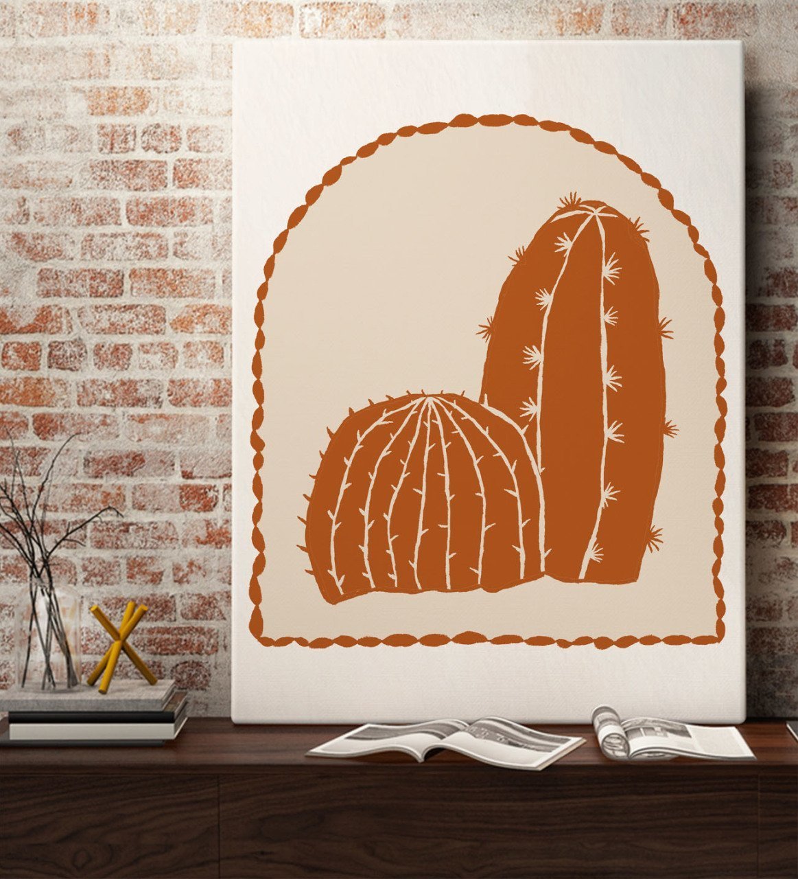 BK Gift Kaktüs Tasarımlı Kanvas Tablo 70x100cm-23