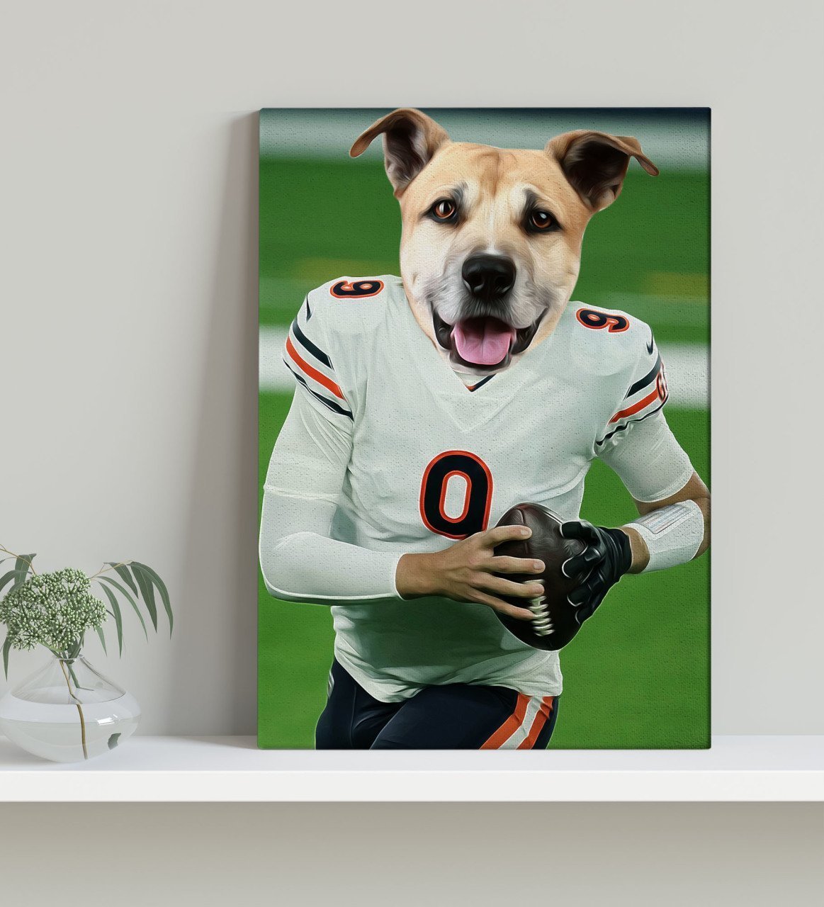 Evcil Dostlara Özel Amerikan Futbolcusu Tasarımlı Portre Kanvas Tablo 30x50cm-3