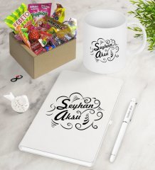Kişiye Özel İsimli Nostaljik Lezzetler Defter Kalem Kupa Hediye Seti-7