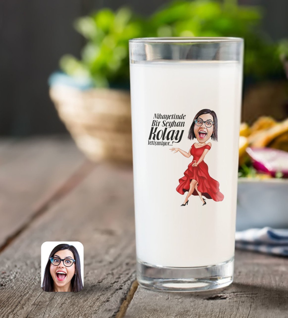 Kişiye Özel Bayan Kolay Yetişmiyor Karikatürlü Rakı Bardağı-1
