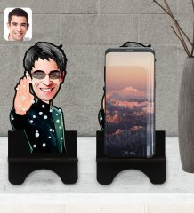Kişiye Özel Matrix Neo Karikatürlü Ahşap Biblo Telefon Standı-1