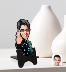 Kişiye Özel Matrix Neo Karikatürlü Ahşap Biblo Telefon Standı-1